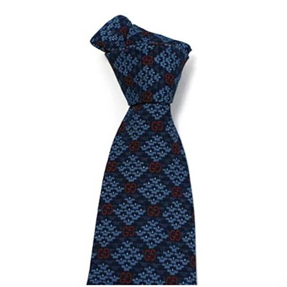 Gucci Rayon Necktie, Unused, GG Pattern, GUCCI 633992, Men's, Slim Fit